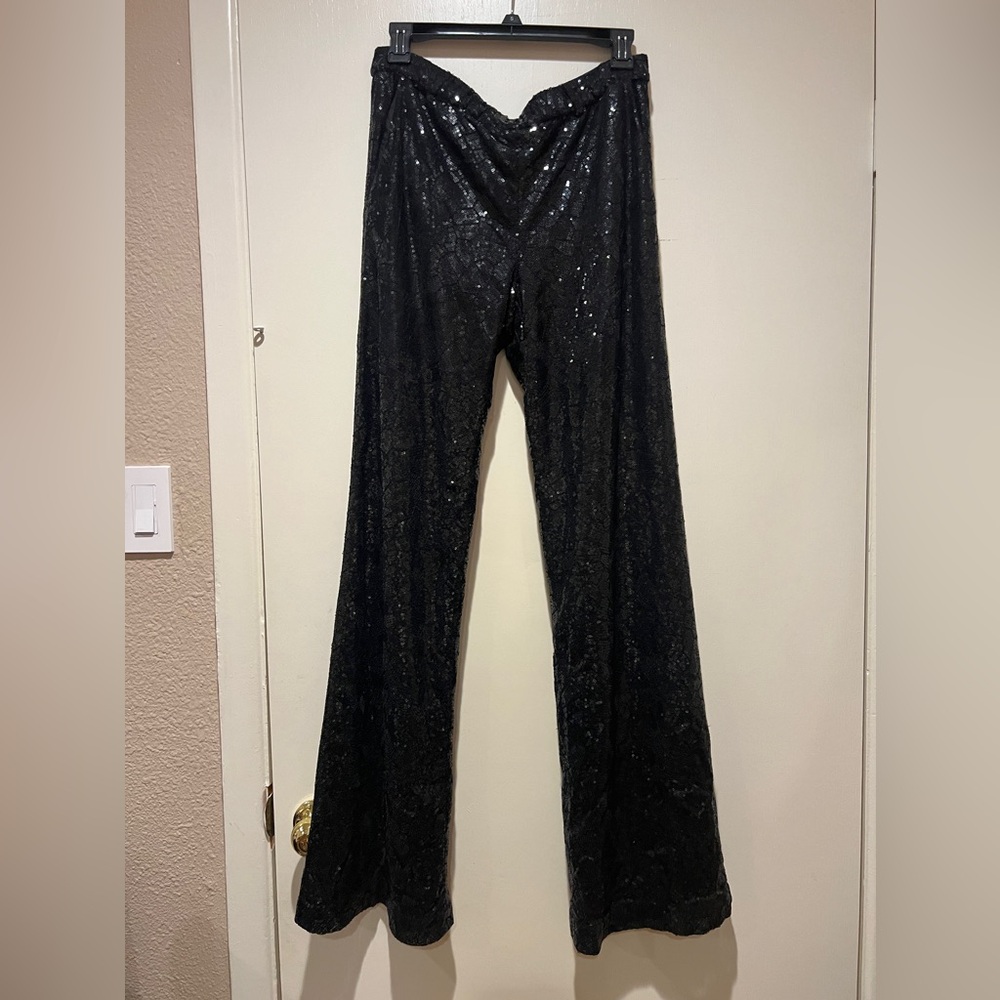 NWT Sachin & Babi for Ankasa Sequin Pattern Black Silk Pants Size 2